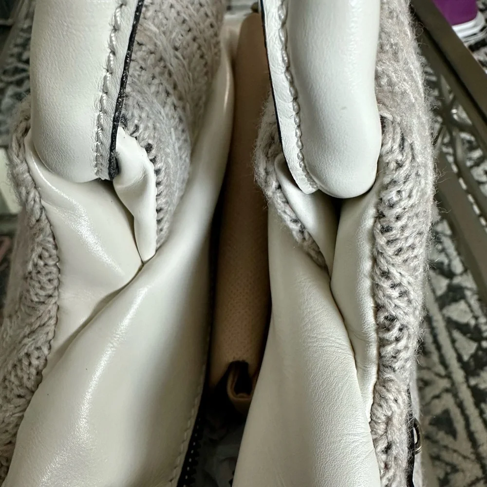 Patricia Nash White and Gray Shoulder Bag with Knit Texture - Picture 11 of 11